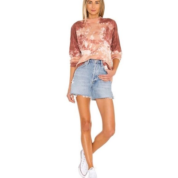 Free People Tie-Dye Long Sleeve Top in Pink and Cream - Picture 5 of 13